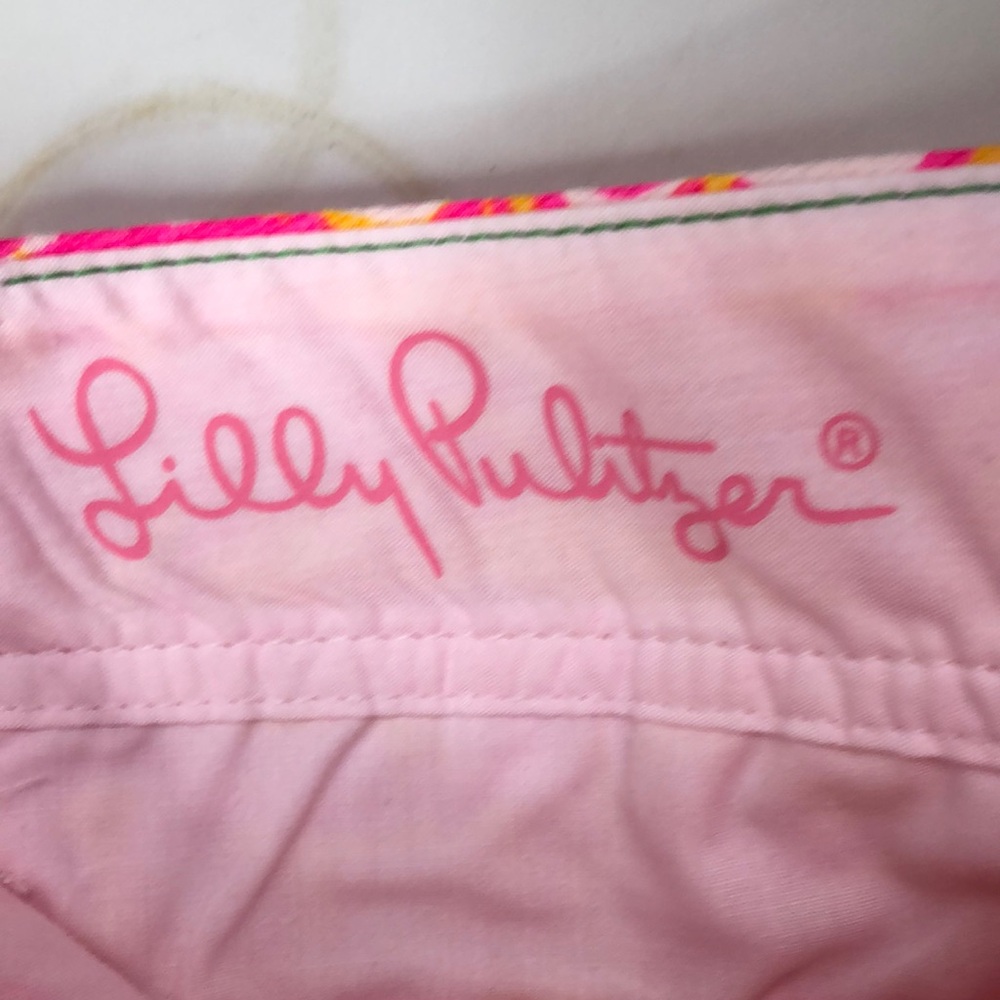 Lilly Pulitzer High Waist Pink and Orange Paisley Shorts - Picture 3 of 3
